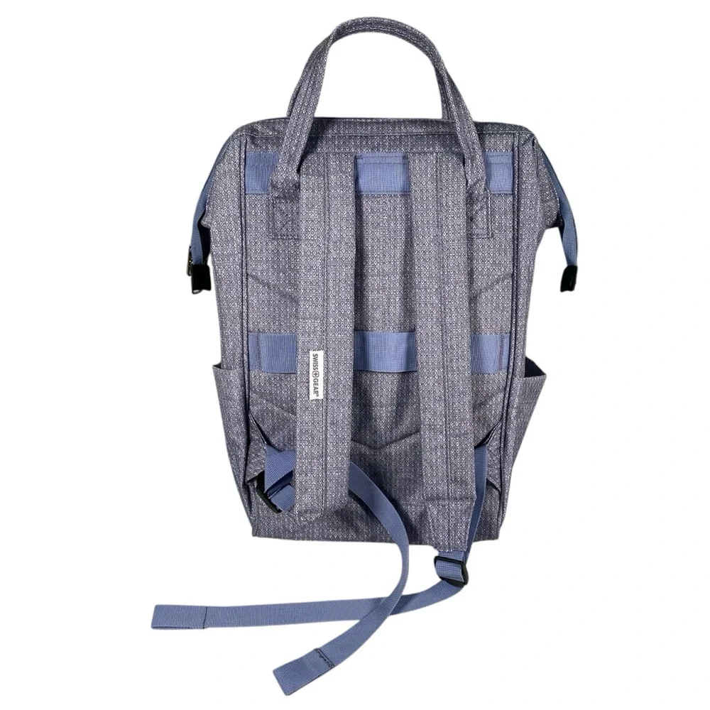 SWISSGEAR Backback Bag Laptop 3576 Artz Dr Patches‎ Blue Lined School Comfy Zip